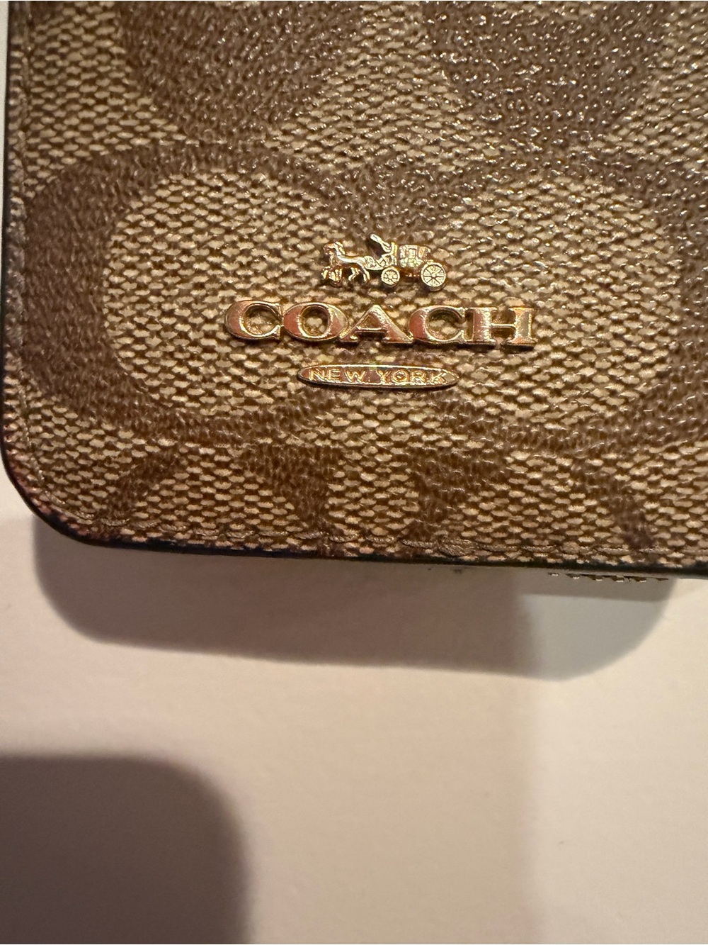 Coach Zip Card Case in Signature Canvas - Gold/Black/Brown - Picture 3 of 6